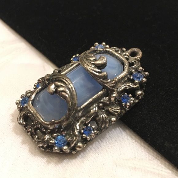 Vintage Blue Moonstone In Pot Metal Set - Picture 7 of 9